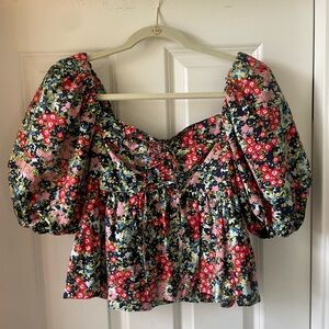 Cara Cara Pippa Floral Puff Sleeve Top Size X-Small